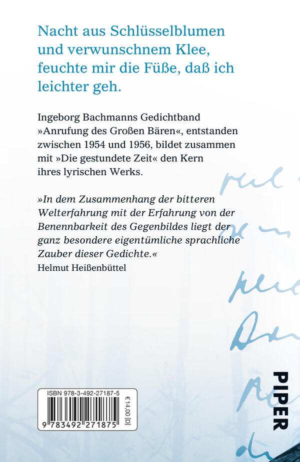 Rückansicht des Buches „Anrufung des Großen Bären“