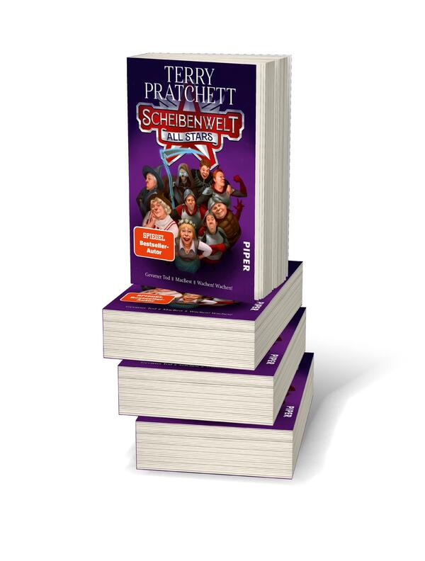 Bücherstapel des Buches „Scheibenwelt All Stars“