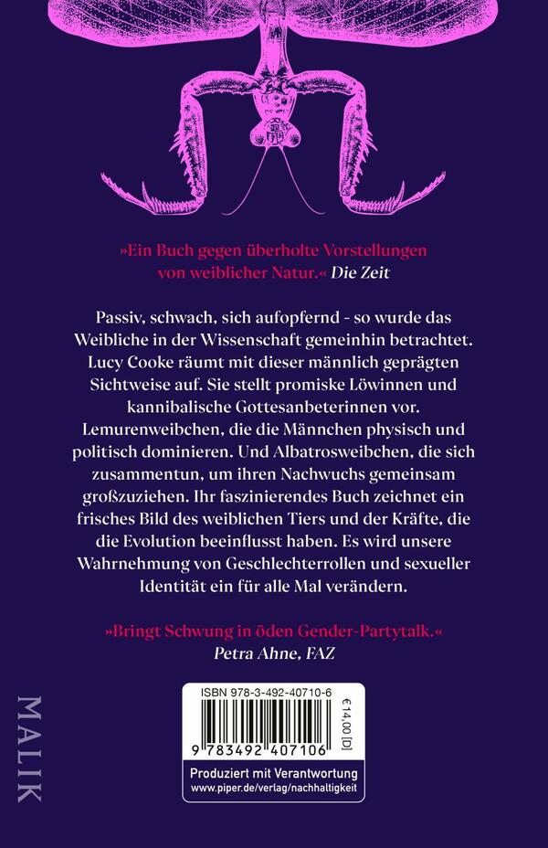 Rückansicht des Buches „Bitch – Ein revolutionärer Blick auf Sex, Evolution und die Macht des Weiblichen im Tierreich“