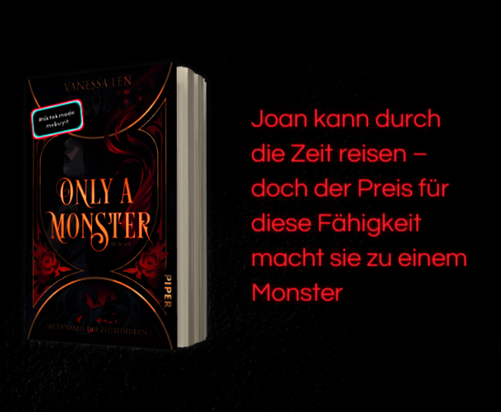 Vanessa Lens „Only a Monster“ vor schwarzem Hintergrund