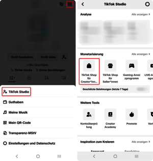 2 Screenshots der geöffneten TikTok-App