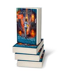 Bücherstapel des Buches „Die Starfarer-Verschwörung“