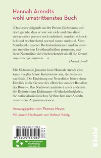 Rückansicht des Buches „Eichmann in Jerusalem“