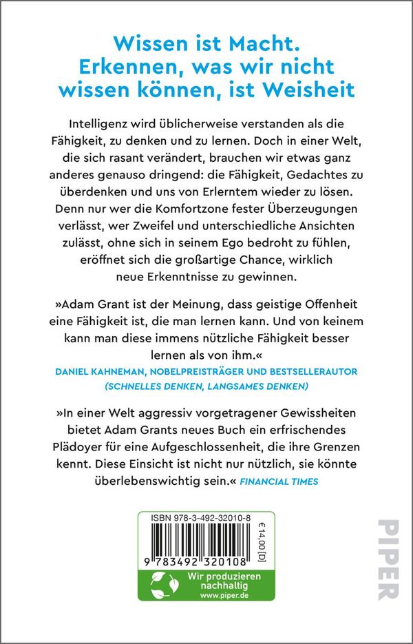 Rückansicht des Buches „Think Again – Die Kraft des flexiblen Denkens“