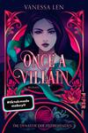 Das Buchcover zeigt eine ausdrucksstarke Frau mit langen, schwarzen Haaren und einem intensiven Blick. Sie ist umgeben von grünen Schlangen und roten Rosen, die eine geheimnisvolle Atmosphäre schaffen. Der Titel „ONCE A VILLAIN“ ist in großen, eleganten, rosafarbenen Buchstaben prominent platziert. Im unteren Bereich steht „Roman“ sowie das Verlagslogo „Piper“. Ein schwarzer Button mit weißem Text trägt die Aufschrift „#tiktokmade mebuyit“. Die Farbpalette ist überwiegend dunkel, mit leuchtenden Akzenten.