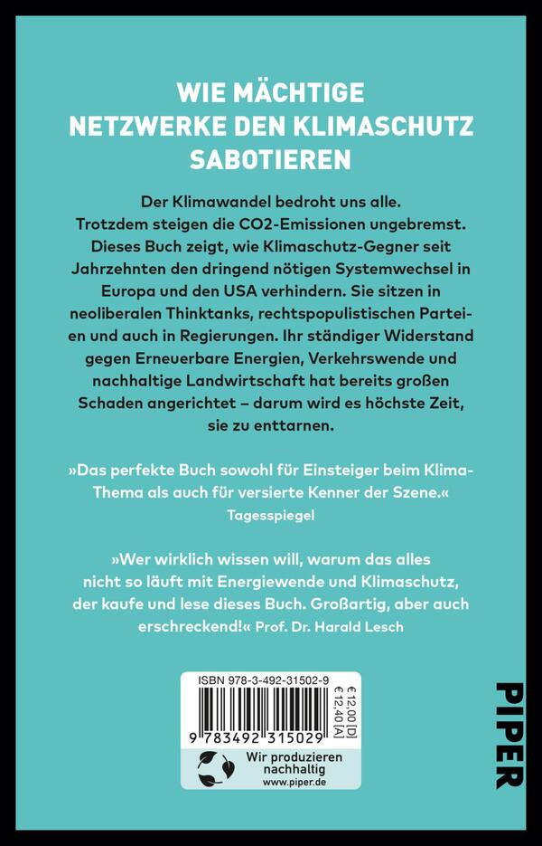 Rückansicht des Buches „Die Klimaschmutzlobby“