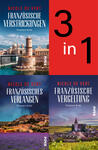 Das Buchcover zeigt vier Felder: oben links eine Küstenaufnahme mit Festungsbauwerk und blauem Himmel, oben rechts ein rotes Quadrat mit großem schwarzen 3, weißem „in“ und schwarzer 1. Unten links violette Lavendelfelder vor einem provenzalischen Dorf, unten rechts ein Dorf mit Kirche und Weinbergen bei Abendlicht. Der Name Nicole de Vert erscheint in roter Schrift; die Titelschriften sind hohe, weiße Großbuchstaben. Stimmung: ländlich-provenzalisch, leicht spannungsgeladen.