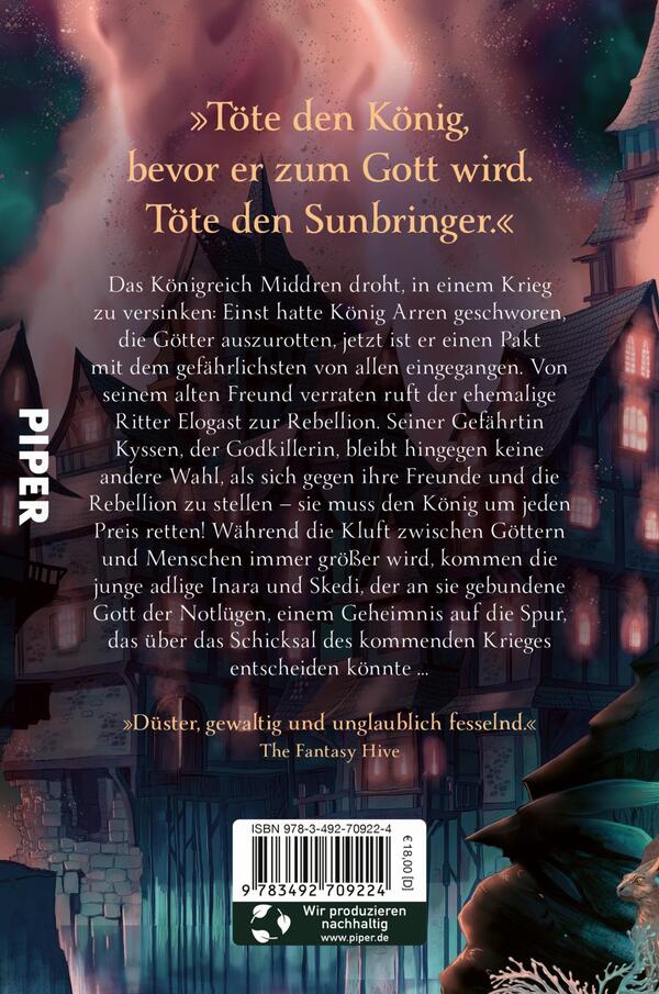 Rückansicht des Buches „Sunbringer“ 