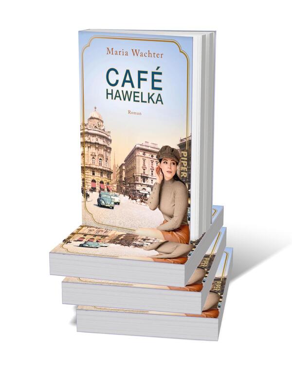 Bücherstapel des Buches „Café Hawelka“