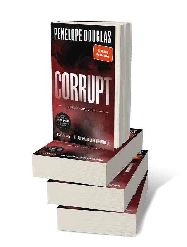 Bücherstapel des Buches „Corrupt – Dunkle Versuchung“