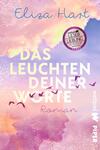 Das Buchcover zeigt einen sanften, pastellfarbenen Himmel in Rosa und Blau mit Wolken, die in verschiedenen Farbtönen schimmern. Im Vordergrund ist ein schwacher Umriss eines menschlichen Gesichts sichtbar, das mit fliegenden Vögeln umgeben ist. Der Titel „DAS LEUCHTEN DEINER WORTE“ ist in großen, weißen Buchstaben mittig platziert, während der Autor „Eliza Hart“ in einer handschriftlichen, blauen Schrift oberhalb des Titels steht. Am oberen rechten Rand befindet sich ein runder Siegel mit der Aufschrift „LESER LIEBLING“ und dem Hinweis zu Wattpad. Die Atmosphäre ist träumerisch und inspirierend.