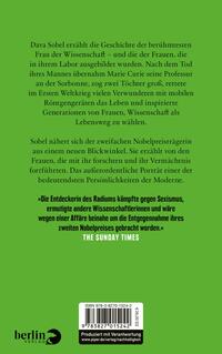 Rückansicht des Buches „Die Elemente der Marie Curie“