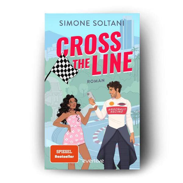 Außenansicht des Buches „Cross the Line – Auf der Rennstrecke kämpft er um den Sieg, im Leben um ihr Herz“