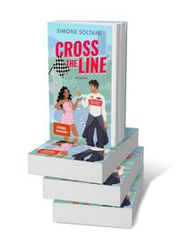 Bücherstapel des Buches „Cross the Line – Auf der Rennstrecke kämpft er um den Sieg, im Leben um ihr Herz“