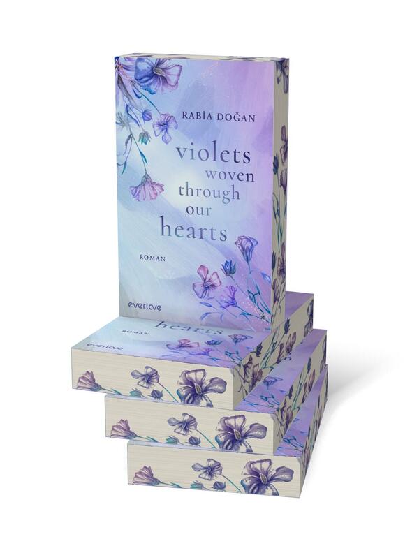 Bücherstapel des Buches „Violets woven through our Hearts“
