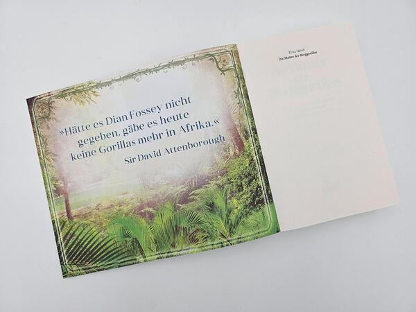 Innenansicht des Buches „Die Mutter der Berggorillas“