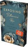 Das Buchcover zeigt einen eleganten türkisfarbenen Hintergrund, der mit üppigen, goldenen und pastellfarbenen floralen Mustern verziert ist. Der Titel „Exposing Billionaires' Row“ ist in großen, geschwungenen, weißen Buchstaben hervorgehoben. Darunter steht „Roman“ in goldener Schrift. Der Autorenname „Kathinka Engel“ ist ebenfalls in goldener Schrift platziert. Ein rotes Label mit dem Text „SPIEGEL-Bestseller-Autorin“ zieht die Aufmerksamkeit auf sich.