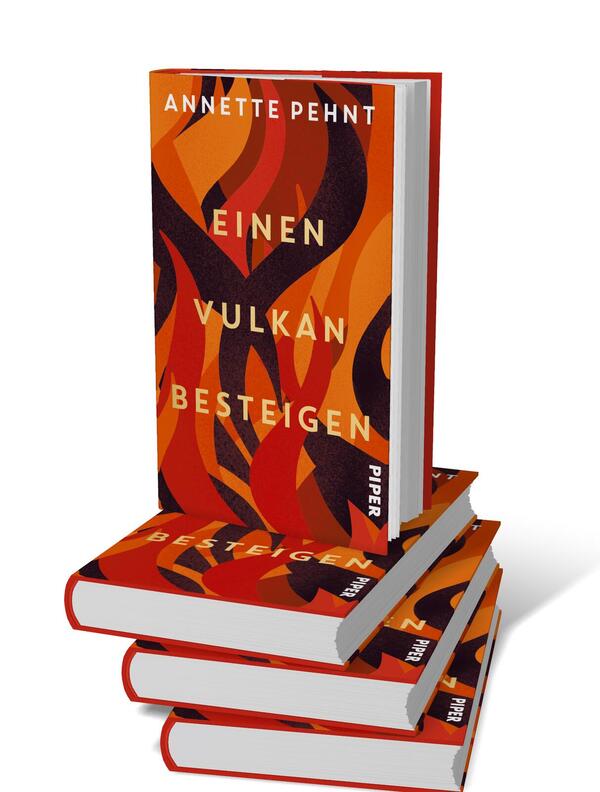 Bücherstapel des Buches „Einen Vulkan besteigen“