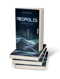 Bücherstapel des Buches „Neopolis – Die Stadt aus Licht“