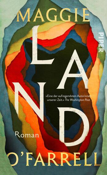 Das Buchcover zeigt eine malerische Landschaft mit sanften Hügeln und bewölktem Himmel. Im Vordergrund sind stilisierte, weiße Landhäuser zu sehen, die in Kontrast zu den dunkleren Hügeln im Hintergrund stehen. Der Titel „SCHÖN WAR DAS LAND“ ist in großer, gelber Schrift zentral platziert, während der Name der Autorin, „MAGGIE O’FARRELL“, in weißer Schrift oberhalb des Titels steht. Am rechten Rand befindet sich das Verlagslogo „PIPER“. Die overall Atmosphäre vermittelt eine ruhige, nostalgische Stimmung.