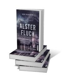 Bücherstapel des Buches „Alsterfluch“