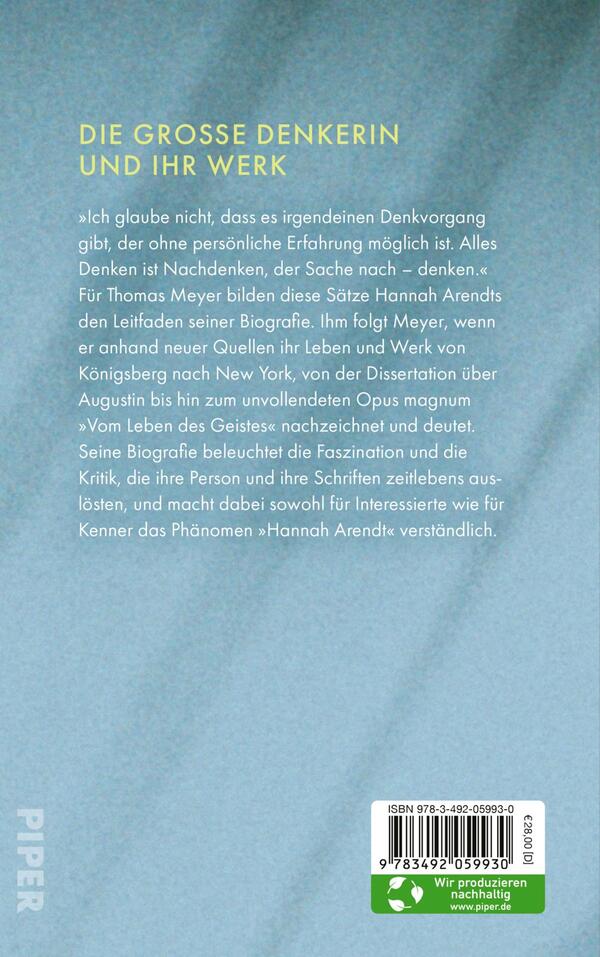 Rückansicht des Buches „Hannah Arendt“