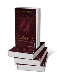 Bücherstapel des Buches „Flammen – The Secrets of Dracon Rock“
