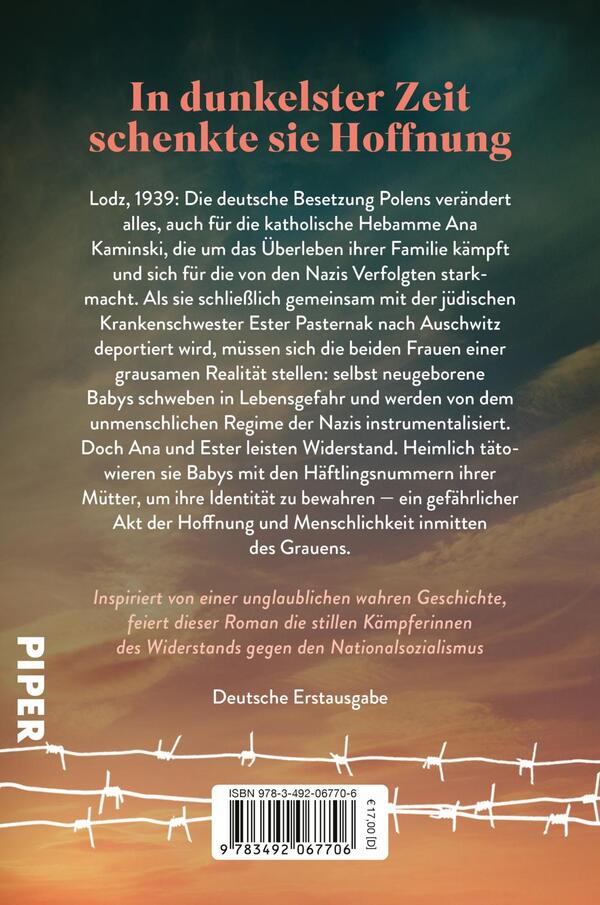 Rückansicht des Buches „Die Hebamme von Auschwitz“