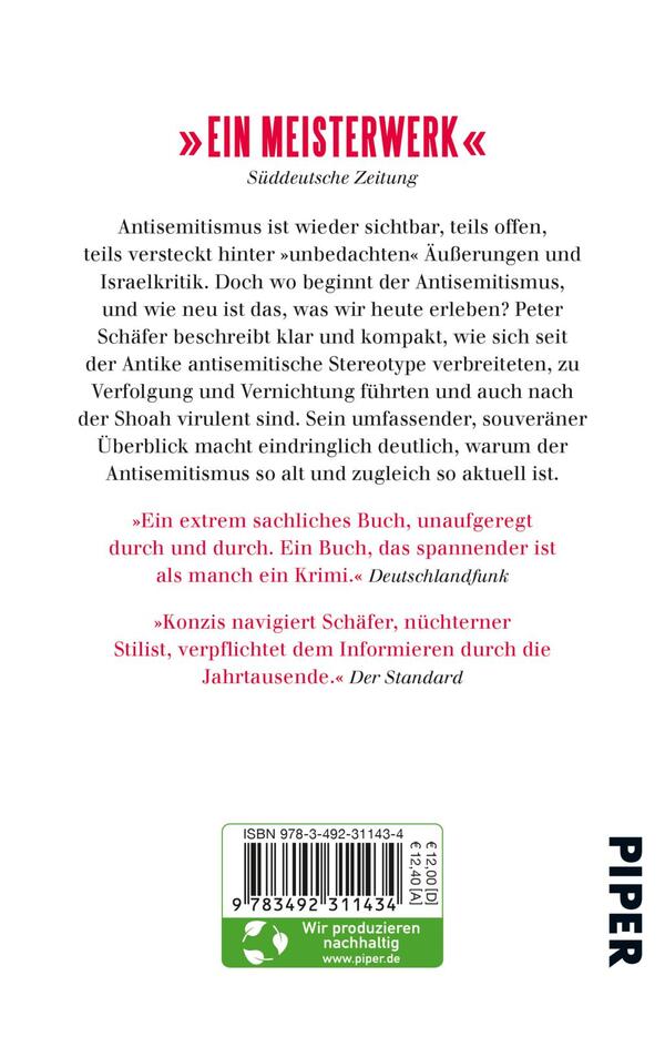 Rückansicht des Buches „Kurze Geschichte des Antisemitismus“