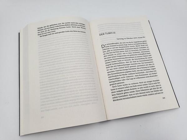 Innenansicht des Buches „Turmschatten“
