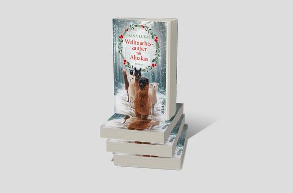 Bücherstapel des Buches „Weihnachtszauber mit Alpakas“