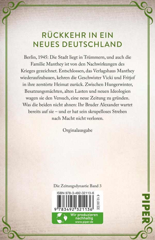 Rückansicht des Buches „Die Zeitungsdynastie – Neue Freiheit“ 