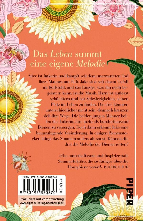 Rückansicht des Buches „Die Melodie der Bienen“