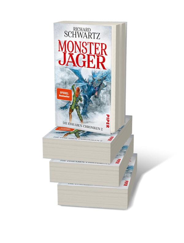 Bücherstapel des Buches „Monsterjäger“