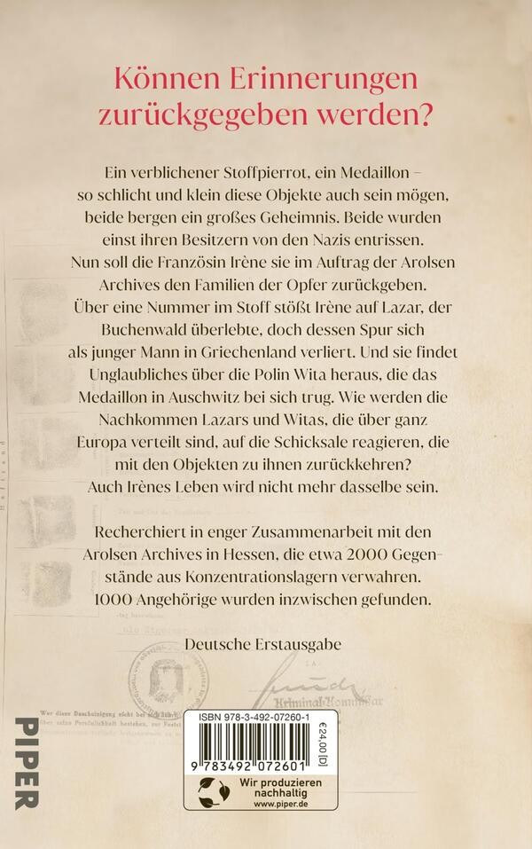 Rückansicht des Buches „All die gestohlenen Erinnerungen“ 