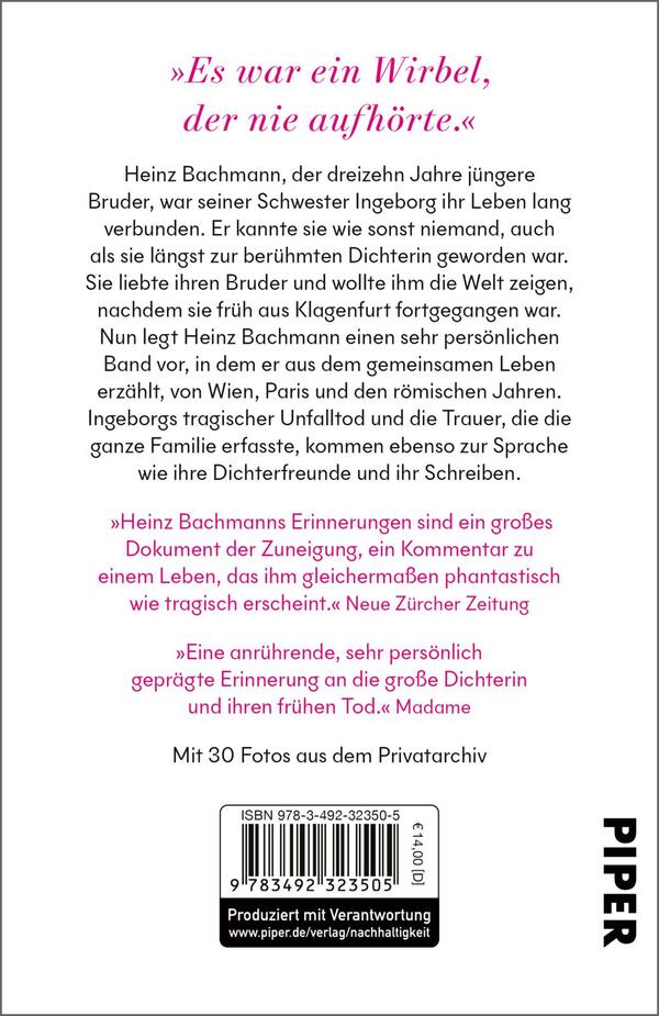 Rückansicht des Buches „Ingeborg Bachmann, meine Schwester“
