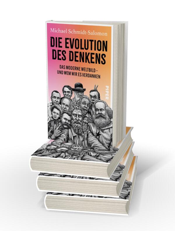 Bücherstapel des Buches „Die Evolution des Denkens“