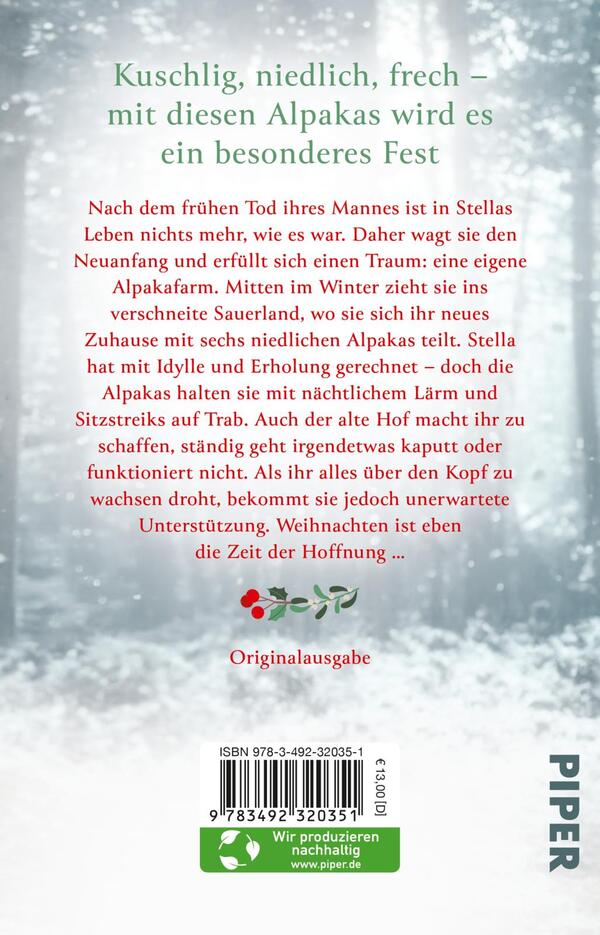 Rückansicht des Buches „Weihnachtszauber mit Alpakas“