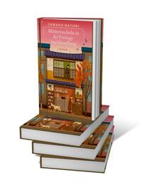 Bücherstapel des Buches „Blätterrascheln in der Freitagsbuchhandlung“