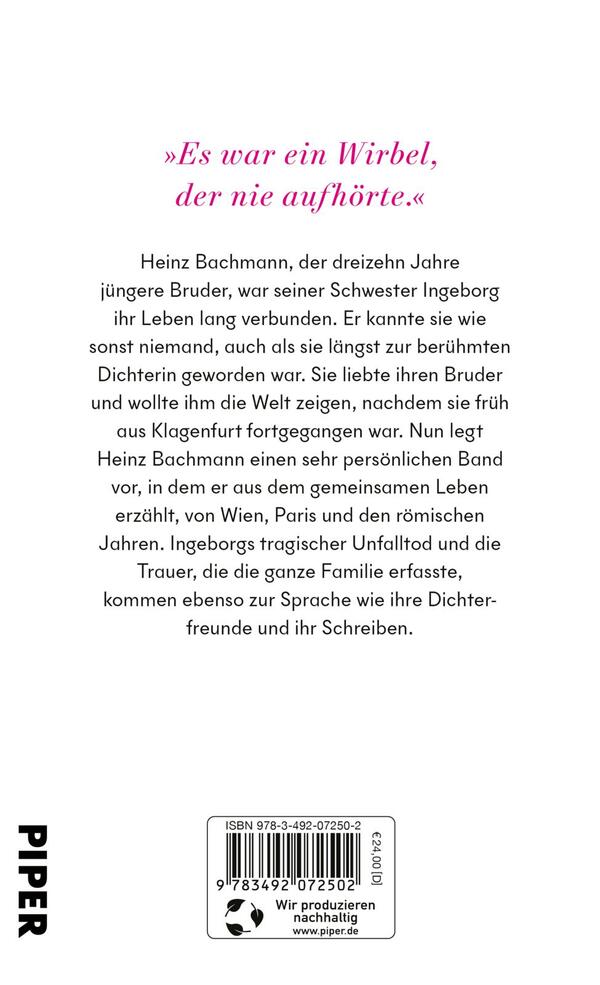 Rückansicht des Buches „Ingeborg Bachmann, meine Schwester“