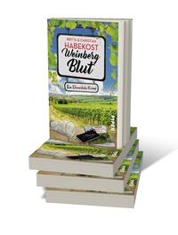 Bücherstapel des Buches „Weinbergblut“