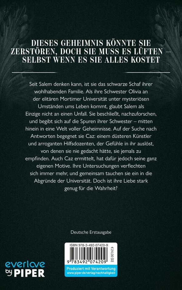 Rückansicht des Buches „Enigma – Wahrheit, Begehren, Dunkelheit“