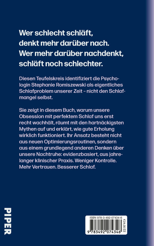 Rückansicht des Buches „Think Less, Sleep More“