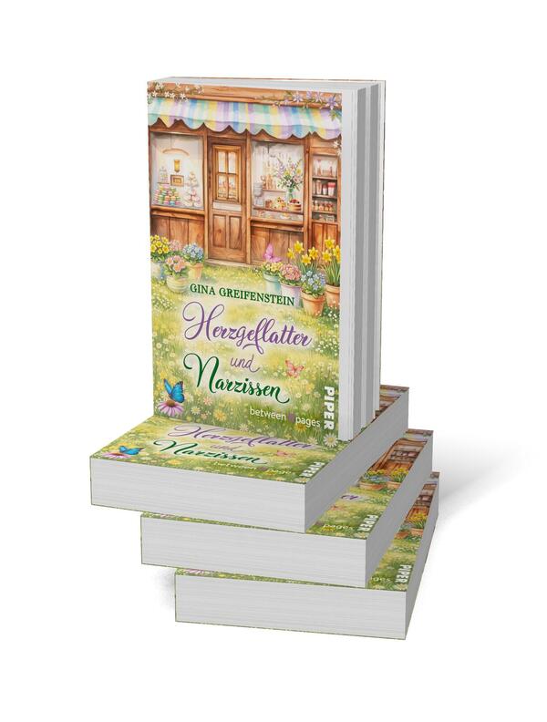 Bücherstapel des Buches „Herzgeflatter und Narzissen“