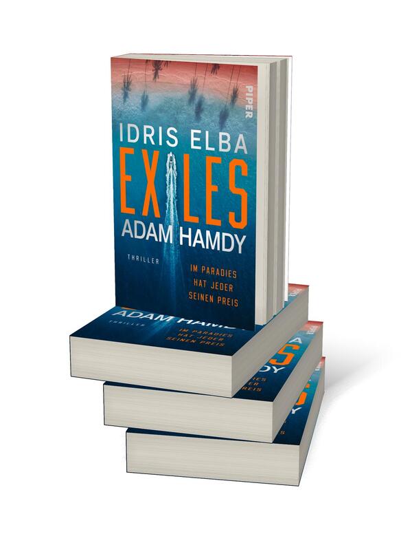 Bücherstapel des Buches „Exiles – Im Paradies hat jeder seinen Preis“