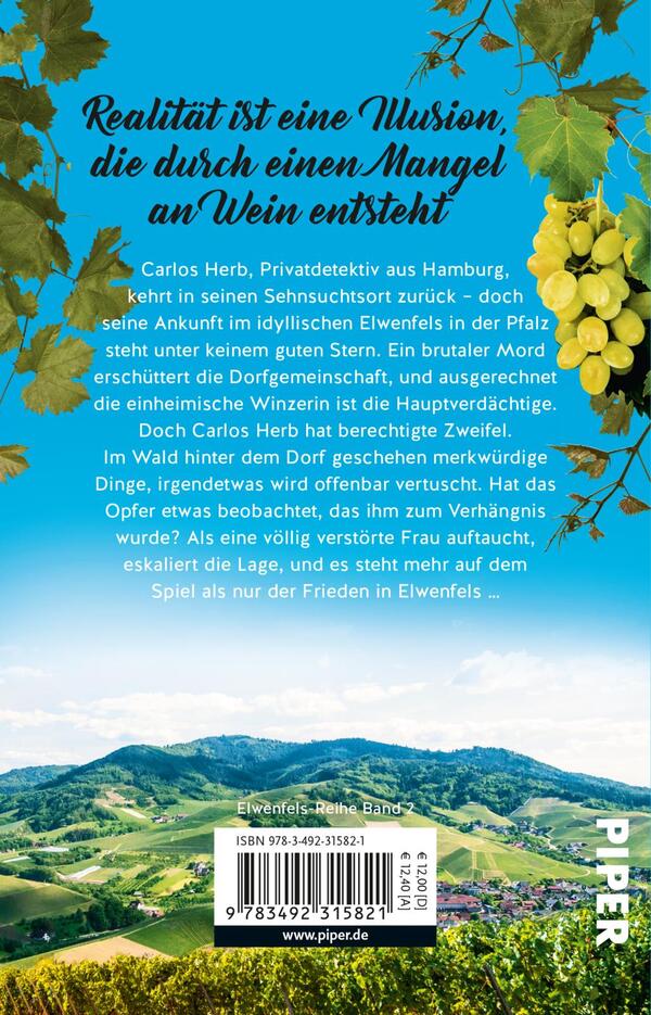 Rückansicht des Buches „Winzerfluch“