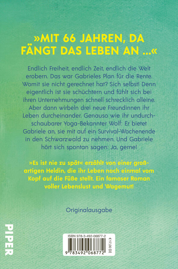 Rückansicht des Buches „Es ist nie zu spät“