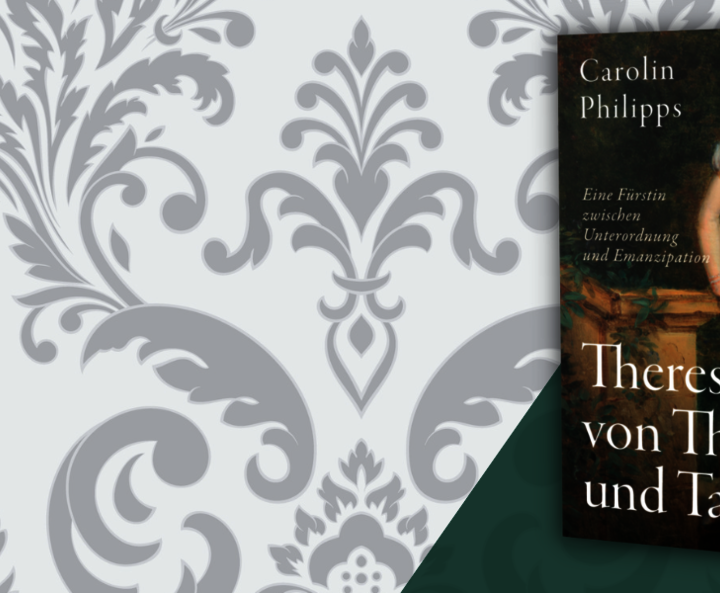 Carolin Philipps „Therese von Thurn und Taxis“ vor Hintergrund mit Schnörkeln