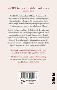 Rückansicht des Buches „Die Affäre Alaska Sanders“ 