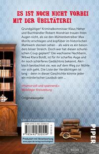 Rückansicht des Buches „Herr Max Moritz mahlt nicht mehr“ 